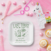 Kust Bachelorette Moderne Cocktail Party Groen Papieren Bordje (Feest)