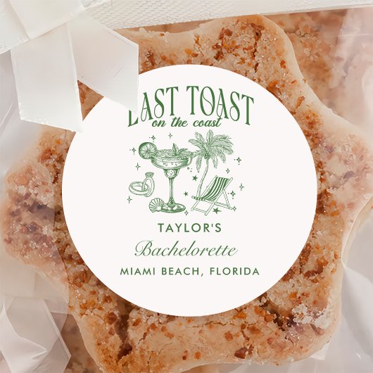 Kust Bachelorette Moderne Cocktail Party Groen Ronde Sticker