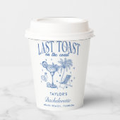 Kust Bachelorette Moderne Cocktailparty Blauw Papieren Bekers (Voorkant)