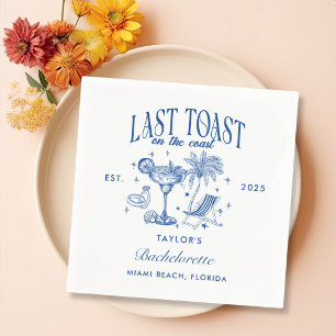 Kust Bachelorette Moderne Cocktailparty Blauw Servet