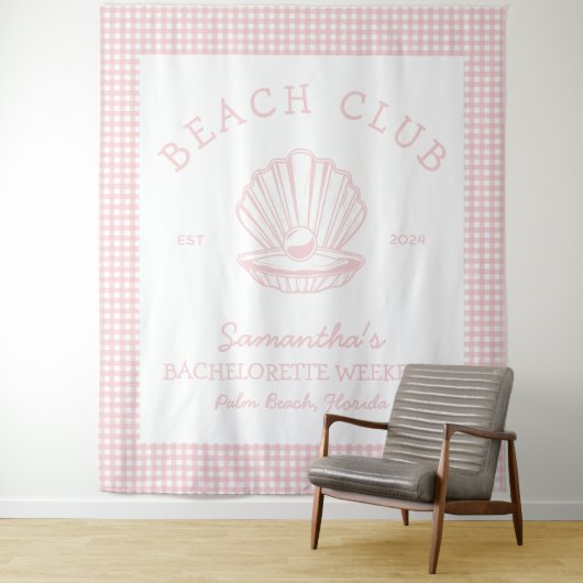 Kust Bachelorette roze strand club Wandkleed (In situ)