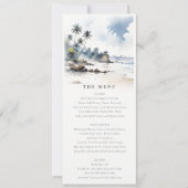 Kust Bali Beach Palm Tree Bruiloft Menu Kaart (Voorkant)