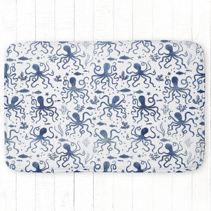 Kust Blauw Aquarel Onderwater Octopus Patroon Badmat