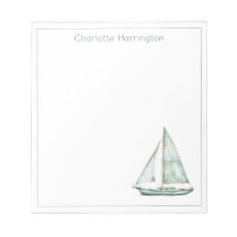 Kust Blauw Aquarel Zeilboot Gepersonaliseerd