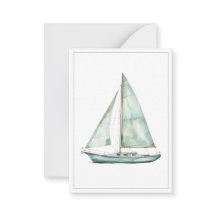 Kust Blauw Aquarel Zeilboot Gepersonaliseerd