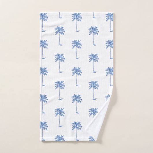 Kust Blauw en Wit Palm Palmetto Bomen Bad Handdoek (Handdoek)