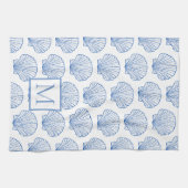 Kust Blauw en Wit Schelp Monogram Theedoek (Horizontaal)