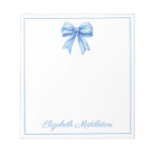 Kust Blauw en Wit Waterverf Bow Gepersonaliseerd Notitieblok (Voorkant)
