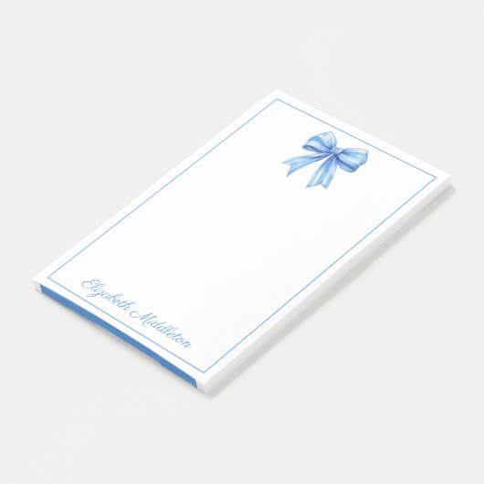 Kust Blauw en Wit Waterverf Bow Gepersonaliseerd Post-it® Notes (Schuin)