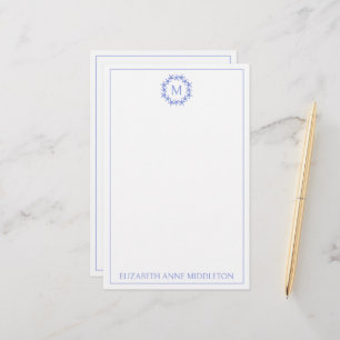 Kust Blauw en Witte Zeester Krans Monogram Briefpapier