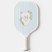 Kust Blauw Gestreepte Monogram Pickleball Paddle (Achterkant)