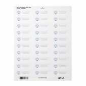 Kust Blauw Monogram Huwelijksretouradres Etiket (Full Sheet)