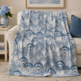 Kust Blauw Schelp Patroon Strand Fleece Deken