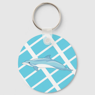 Kust Blauwe Dolfijn Oceaan Illustratie Sleutelhanger