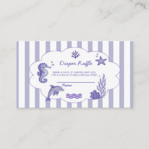 Kust Blauwe Gestreepte Luierloterij Baby Shower Informatiekaartje