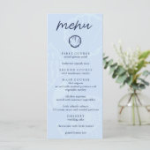Kust Blauwe Schelpen Bruiloft Menu (Staand voorkant)