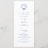Kust Blauwe Strand Schelp Monogram Trouw Programma (Voorkant)