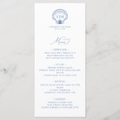 Kust Blauwe Strand Schelp Monogram Trouwen Menu (Voorkant)