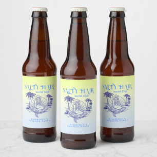 Kust Blauwe Zeemeermin Cowgirl Summer Party Bier Etiket