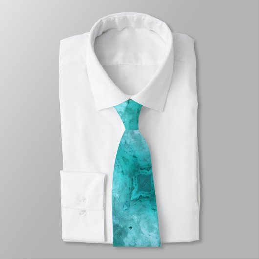 Kust Blauwgroen Turquoise Abstract Fractal Design Stropdas (Gebonden)