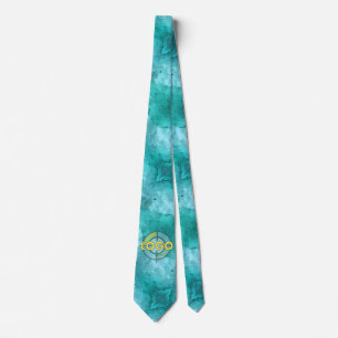 Kust Blauwgroen Turquoise Abstract Fractal Design Stropdas