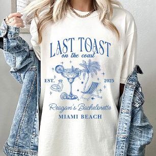 Kust Bruidsmeisje Modern Cocktailfeest Blauw T-shirt