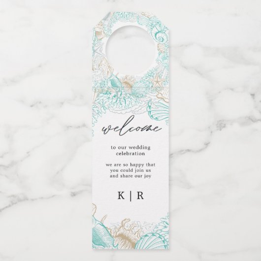 kust bruiloft fles hanger Labels (Voorkant)