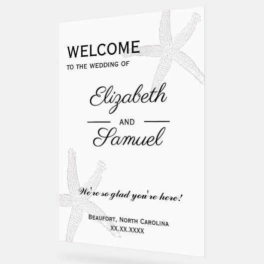 Kust bruiloft welkom teken acryl 24x36" acryl bord (Hoek)