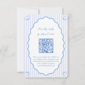 Kust Chic Blue Wedding Website QR Code RSVP Kaartje (Voorkant)