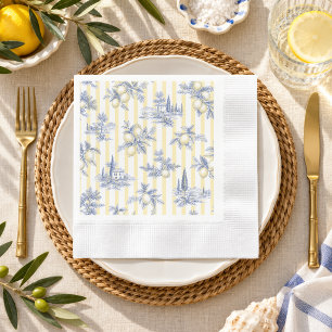 Kust chic exotisch eiland citrus Toile de Jouy Servet
