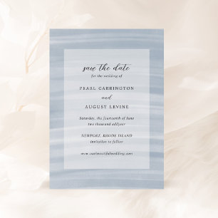 Kust Chic gedempt blauw elegante bruiloft Save The Date