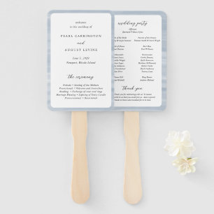 Kust Chic Gedempte Blauwe Elegante Huwelijksprogra Handwaaier