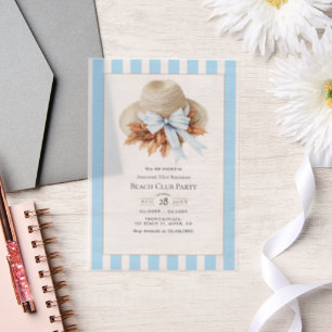 Kust Chic Strandclub Herfst Verjaardagsfeestje Vellum Uitnodigingen