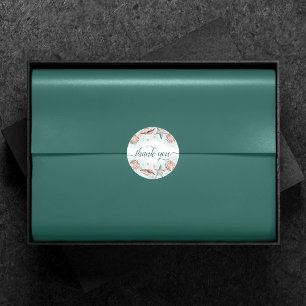 Kust Chic Turkoois Groen en Koraalrif Dank je we Ronde Sticker