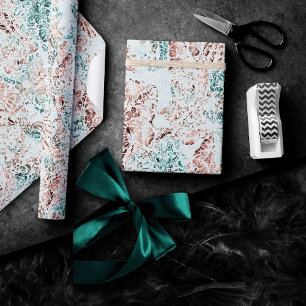 Kust Chic   Turkoois Groen en Koraalrif Grunge Cadeaupapier