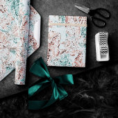 Kust Chic | Turquoise Groen en Koraalrif Grunge Cadeaupapier