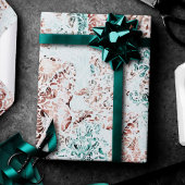 Kust Chic | Turquoise Groen en Koraalrif Grunge Cadeaupapier