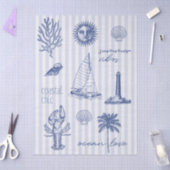 Kust Chic Zomerstemming op Blauwe Witte Strepen Tissuepapier (Craft)