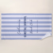 Kust Cowgirl Bach Club Blauw Witte Strepen Strandlaken (Voorkant)