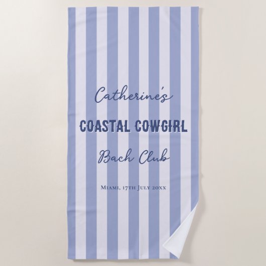 Kust Cowgirl Bach Club Blauw Witte Strepen Strandlaken (Voorkant)