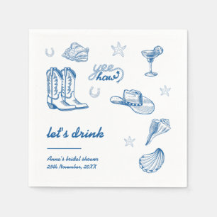 Kust Cowgirl Bachelorette Hand Geïllustreerd Servet