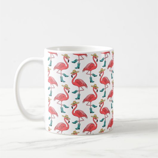 Kust Cowgirl Flamingo Laarzen Hoeden Patroon Koffiemok (Links)