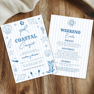 Kust Cowgirl Handgetekende Bachelorette-weekend Kaart