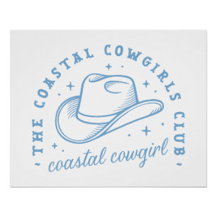 Kust cowgirl hoed westkust blauwe esthetiek perfect poster