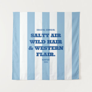 Kust Cowgirl Westerse Flair Blauwe Cabana Streep Wandkleed