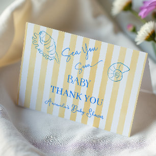 Kust Gele Strepen Zee Zien Jou Gauw Baby Shower Bedankkaart