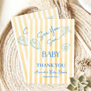 Kust Gele Strepen Zee Zien Jou Gauw Baby Shower Bedankkaart