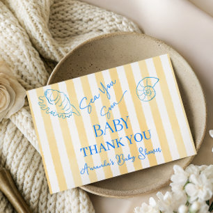Kust Gele Strepen Zee Zien Jou Gauw Baby Shower Bedankkaart