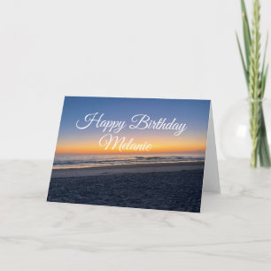 Kust Gelukkige Verjaardag Zonsondergang Strand Kaart