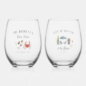  kust | Gepersonaliseerd Shore House Wijnglas Zonder Voet (Voorkant)